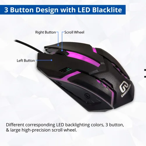 Vista 5 de Kit combinado de accesorios para juegos de PC RGB Teclado USB a prueba de derrames Mouse óptico de 3 botones Auriculares estéreo para juegos Dual