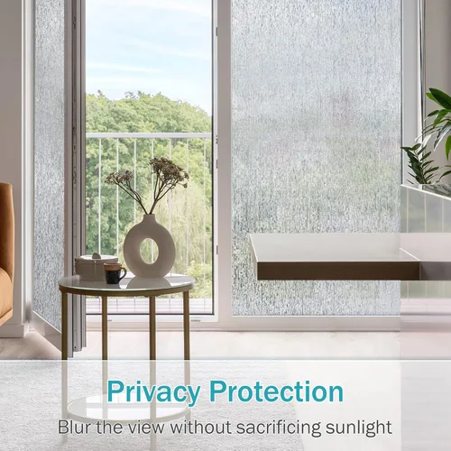 Vista 4 de VELIMAX Película de ventana de vidrio para lluvia, película adhesiva estática para privacidad, adhesivo decorativo de vidrio para oficina
