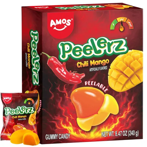 Vista 12 de AMOS Peelerz - Caramelo de goma pelable, mango/lichi/maracuyá/melocotón Paquete de 4 variedades, 3 oz cada uno, total 11.99 oz