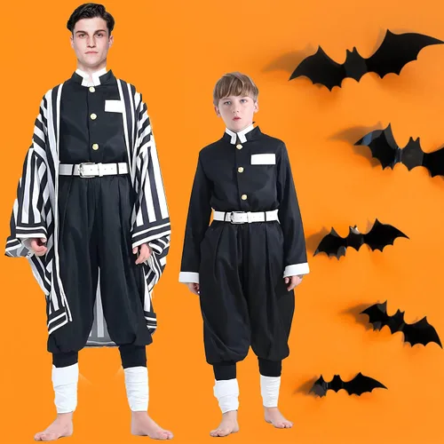 Vista 5 de Disfraz de cosplay de anime, kimono para niños y adultos, conjunto completo unisex, decoración de fiesta de Halloween y Navidad