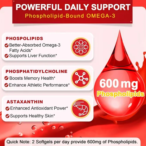 Vista 3 de Nature TARGET Aceite de krill de 1200 mg con omega-3 EPA y DHA con astaxantina, fosfolípidos y colina, apoya el corazón, el cerebro, la salud, sin