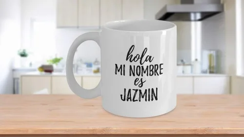 Vista 3 de Hola Mi Nombre Es Jazmin Mug Funny Spanish Gift Personalized Name Coffee Tea Cup Large 15 Oz