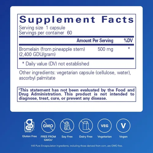 Vista 2 de Pure Encapsulations Bromelina 2400 500 mg - para apoyo digestivo y salud musculoesquelética - Apoya las articulaciones y la recuperación muscular*