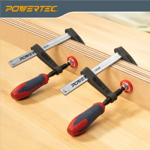 Vista 5 de POWERTEC 71591 Abrazadera F de 4 pulgadas resistente estilo F Abrazaderas de barra para carpintería, capacidad de 330 libras cada una, paquete de 2