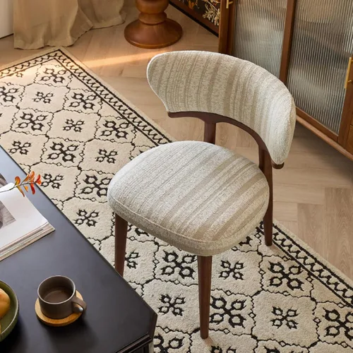 Vista 3 de Sillas de comedor retro, juego de sillas de comedor de madera, silla de cocina tapizada, silla de tocador de recepción, asiento sin brazos