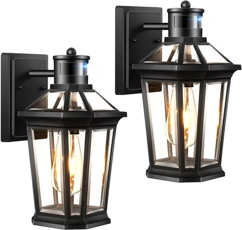 Vista 13 de VIANIS Luces exteriores grandes con sensor de movimiento negro, rango de detección ajustable, accesorios de iluminación exterior de aluminio