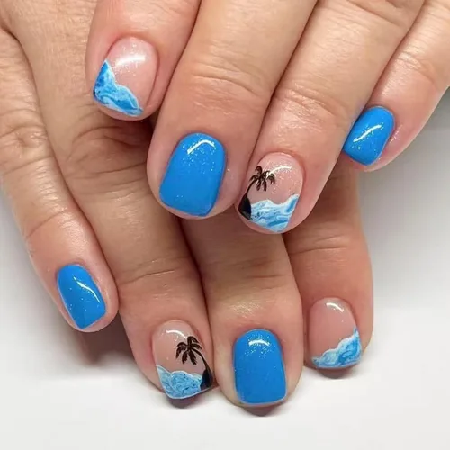 Vista 9 de Uñas postizas cuadradas cortas a presión, uñas postizas de color rosa, de cobertura completa, uñas postizas con purpurina plateada con diseños