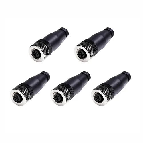 Vista 9 de Elecbee 5 unids M12 5 pines macho A-Code campo instalable tornillo terminación desblindaje para 22AWG 0.34mm² cable