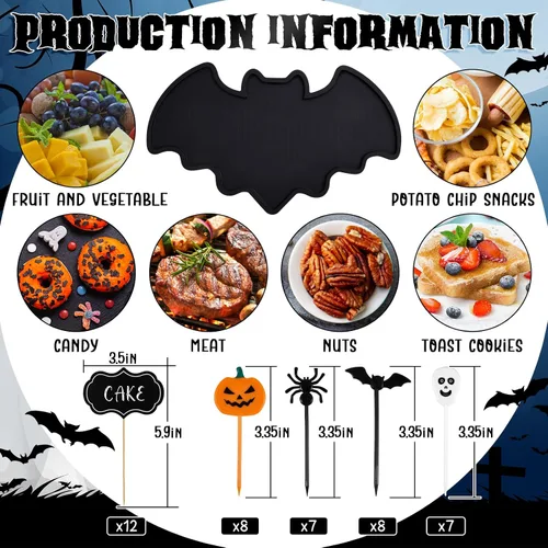 Vista 3 de Liliful Tablas de madera de calabaza de Halloween, tabla de queso de bambú, plato de charcutería y bandeja para servir para fiestas, bandeja