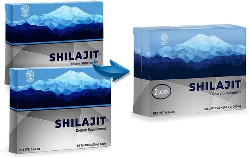 Vista 4 de Shilajit natural en tabletas, 2 paquetes de 60 tabletas (total 120 tabletas) Golden Shilajit Label