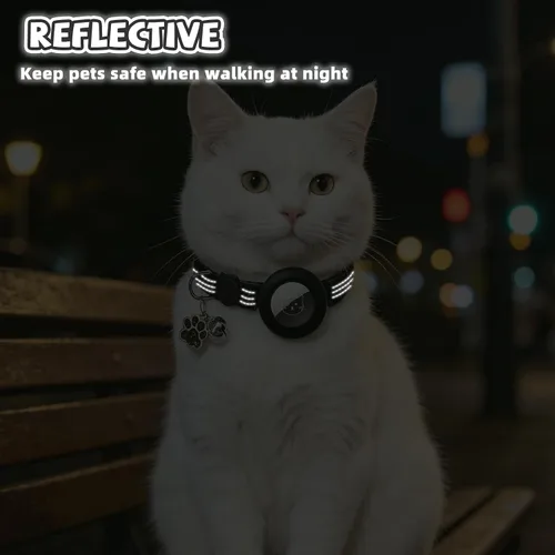 Vista 5 de PUPTECK Airtag - Collar de gato ajustable con campanas, collar de gatito ajustable para niñas y niños pequeños, cachorro, conejito, bonito accesorio