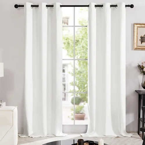 Vista 13 de Deconovo Cortinas opacas 100% con forro negro, cortinas con ojales aisladas térmicamente que reducen el ruido, doble capa para oscurecer