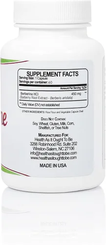Vista 2 de Health As It Ought To Be Berberina fresca 450mg metabólico 60 cápsulas