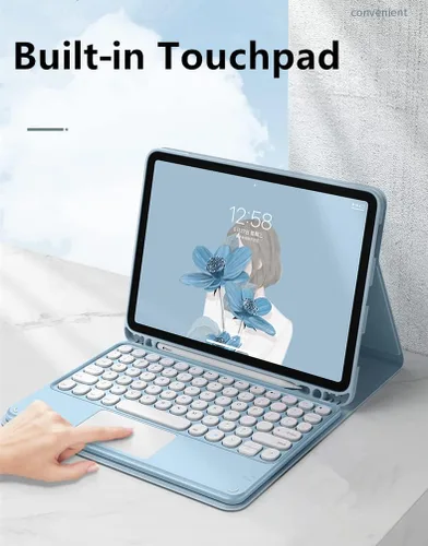 Vista 4 de Funda con teclado para iPad Air2 - Touchpad, magnético, Bluetooth desmontable, funda inteligente delgada para iPad 5ª/6ª generación de 9.7 pulgadas