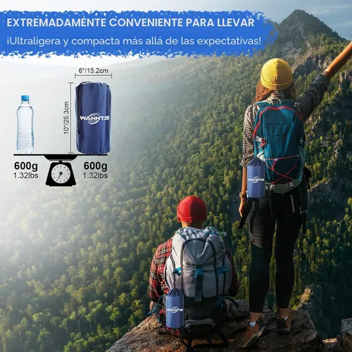 Vista 4 de WANNTS Almohadilla de dormir, almohadilla de dormir ultraligera e inflable para acampar, bomba incorporada, ideal para senderismo - colchoneta