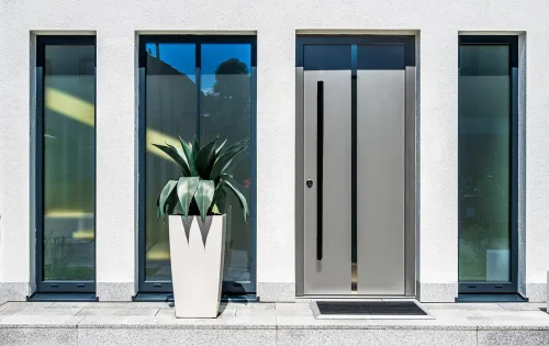 Vista 7 de Prima Decorative - Tirador de puerta cuadrado de acero inoxidable de 72 pulgadas (72 pulgadas), manija de barra de montaje lateral trasero a Negro