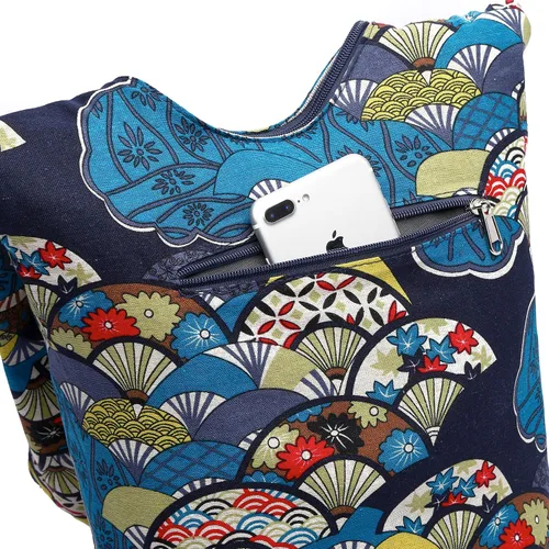Vista 226 de Bolsa de hombro para mujer, de lona en estilo hippie/bohemio para llevar cruzada al hombro, disponible en diferentes colores y estampados