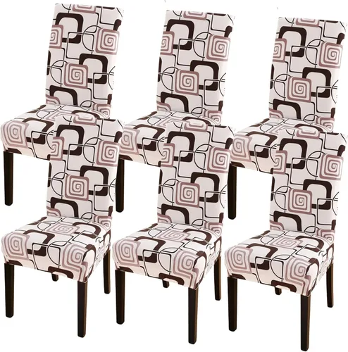 Vista 32 de Juego de 4 fundas para sillas de comedor, elásticas de elastano estampadas, fundas para sillas de comedor, lavables, extraíbles para sillas Parsons