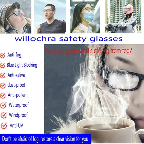 Vista 2 de Anteojos de seguridad que no se empañan, con protección UV400, lentes con bloqueo de luz azul para hombres y mujeres, anteojos transparentes