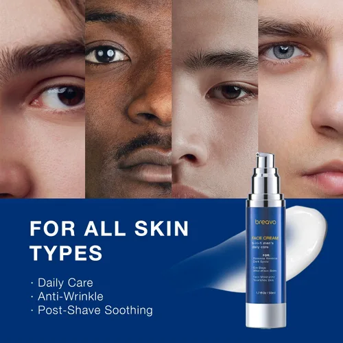 Vista 6 de Breavo Crema facial 6 en 1 para hombres: 6 en 1 humectante facial para hombre, crema facial antienvejecimiento - Tratamiento de bolsas de ojos