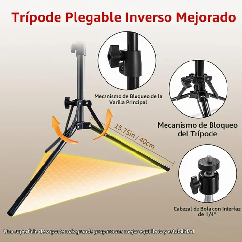 Vista 5 de yAyusi Trípode de luz de anillo para selfie para iPhone, trípode extensible de 73 pulgadas con luz para teléfono celular, trípodes regulables