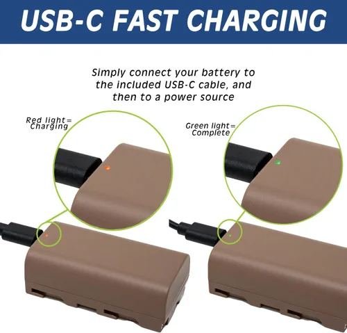 Vista 2 de Wasabi Power Batería USB (Serie Ginger) para Sony NP-F730, NP-F750, NP-F760, NP-F770 (4900mAh, Serie L) y Serie CN, Serie CCD, Serie DCR, Serie DSC