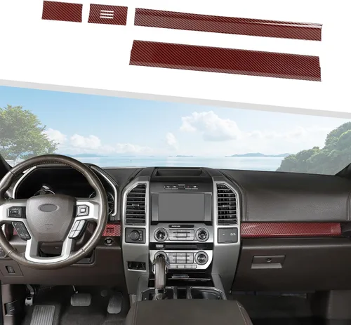 Vista 11 de Jimen Compatible con Ford F150 2015-2020, 4 Piezas Cubierta del Panel de la Consola Central Accesorios de Moldura Interior (Grano de Madera Negra)