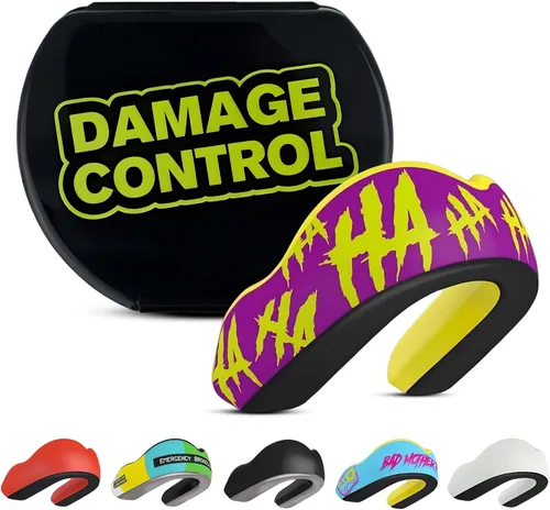 Vista 19 de DAMAGE CONTROL Protector bucal deportivo de impacto extremo con estuche Boil & Bite Fit, almohadillas absorbentes de golpes, funda ventilada