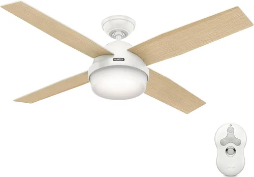 Vista 12 de Hunter Dempsey, ventilador de techo, moderno, silencioso, 44 pulgadas, níquel cepillado con luz LED y control remoto, montaje estándar, 4