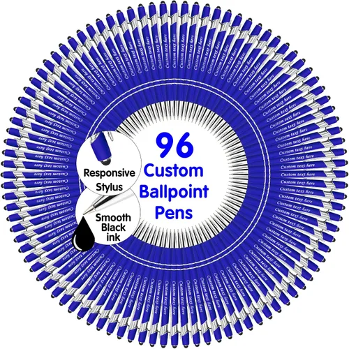 Vista 44 de Bolígrafos personalizados a granel con punta de lápiz capacitivo, bolígrafos personalizados de 0.020 in con nombre, logotipo o mensaje grabado