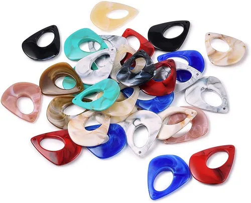 Vista 8 de Cheriswelry 48 colgantes de diamantes de imitación de resina en forma de lágrima con ajustes de latón dorado con diamantes de imitación facetados