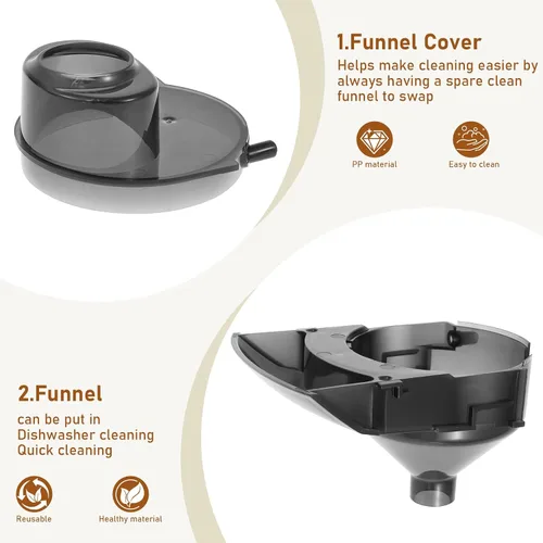 Vista 5 de Embudo de repuesto para dispensador de bebé compatible con los modelos Baby Brezza Pro Advanced y Pro Advanced, embudo de repuesto y cubierta, se