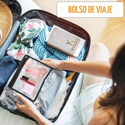 Vista 7 de Chengu Paquete de 9 bolsas transparentes con cremallera impermeable de PVC, lado negro