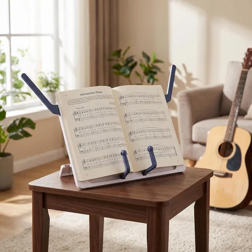 Vista 2 de Soporte de música de escritorio, ABS plegable de mesa para partituras de música, soporte para libros