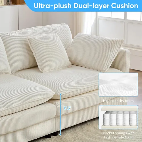 Vista 7 de Mjkone Sofá modular en forma de U de 148 pulgadas con otomana móvil, cómodo sofá modular de gran tamaño con cojín de doble capa, sofás de asiento