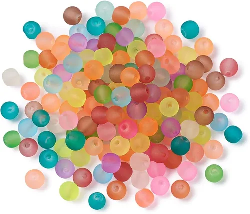 Vista 11 de Craftdady - 500 piezas de cuentas de vidrio redondas de 4 mm esmeriladas transparentes con cristal mate. Cuentas de vidrio esféricas pequeñas y 20
