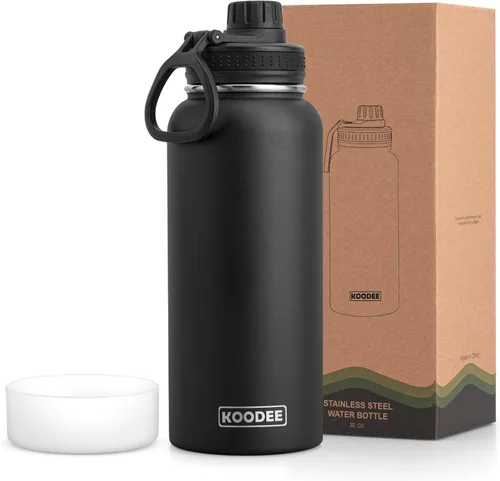 Vista 149 de koodee Botella de agua para niños, botella de agua de acero inoxidable de 12 onzas con aislamiento al vacío para la escuela, botella de agua de boca