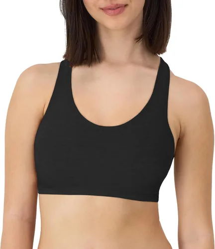 Vista 2 de Hanes Bralette de algodón con espalda cruzada para mujer (paquete de 3), BlancoConcreto Pe HeatherNegro