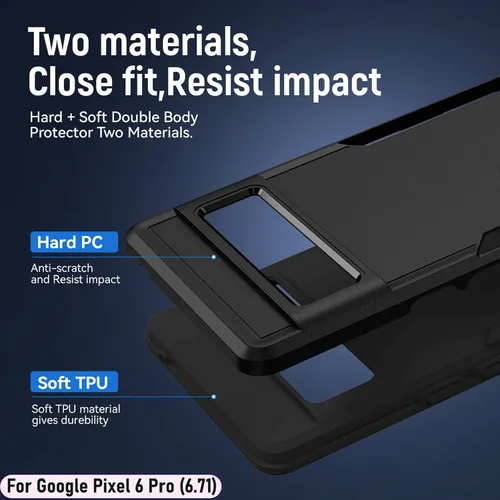 Vista 3 de Funda híbrida de doble capa para Pixel 6 Pro de 6.7 pulgadas, resistente a los golpes, resistente a los golpes, con 1 soporte magnético