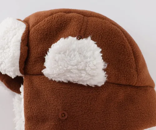 Vista 6 de Home Prefer Sombrero de invierno para niños pequeños con orejeras largas, sombrero de trampero de forro polar cálido