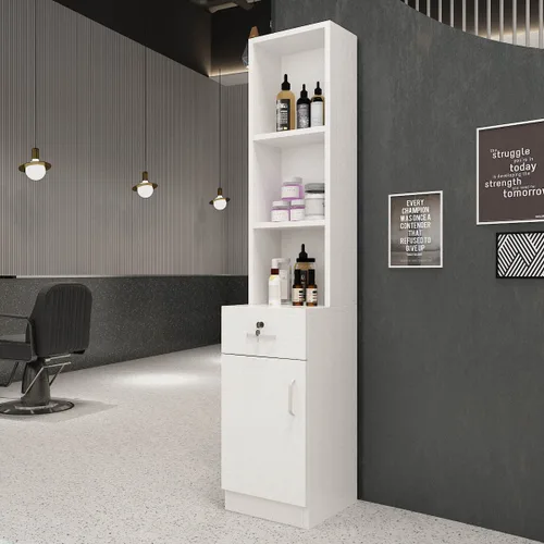 Vista 14 de Paddie Estaciones de peluquería de montaje en pared para estilista, juego de equipos de peluquería para estilista, muebles de spa de belleza