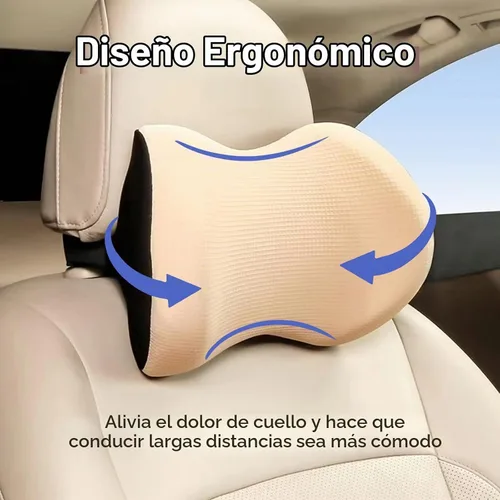 Vista 6 de Almohada súper cómoda para el reposacabezas del coche, almohada para el coche para aliviar el dolor de cuello con correa ajustable, 100% espuma Beige