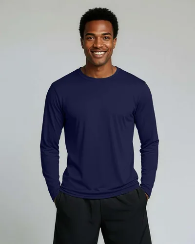 Vista 20 de Real Essentials Paquete de 4 unidades: camiseta de manga larga para hombre Dry Fit, disipa la humedad, protección solar FPU 50+ contra rayos