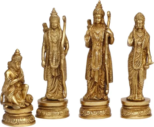 Vista 2 de ARTVARKO™ Estatua de latón Ram Darbar Shree Ram Ji Sita Laxman Hanuman Decoración de oficina en casa Puja Idol Murti para regalo del templo Mandir