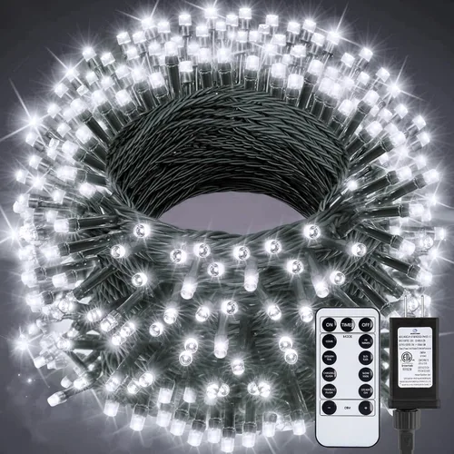 Vista 9 de Minetom Luces LED para árbol de Navidad de 50 pies, 1000 luces LED para exteriores, cuerda de petardos para exteriores, 12 modos, temporizador