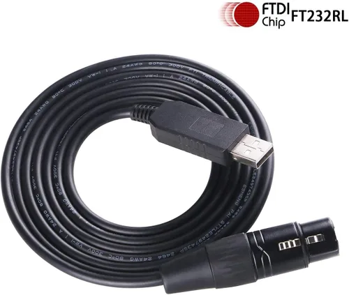 Vista 2 de Adaptador USB DMX-512/dongle hembra XLR 3 pines para equipo de luz de escenario de control con Freestyler (3.3ft)