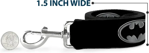 Vista 6 de Buckle-Down Correa para perro Batman Shield Negro Plata 4 pies de largo 1.0 pulgadas de ancho, multicolor (DL-WBM002)
