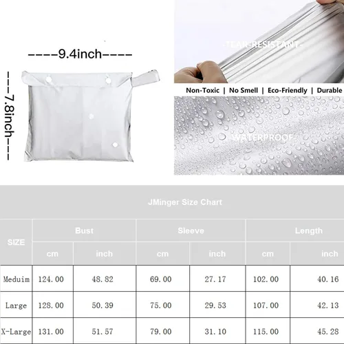 Vista 6 de JMinger Chubasqueros para mujeres y hombres, reutilizables, portátiles, impermeables, EVA, largos, poncho de lluvia con capucha