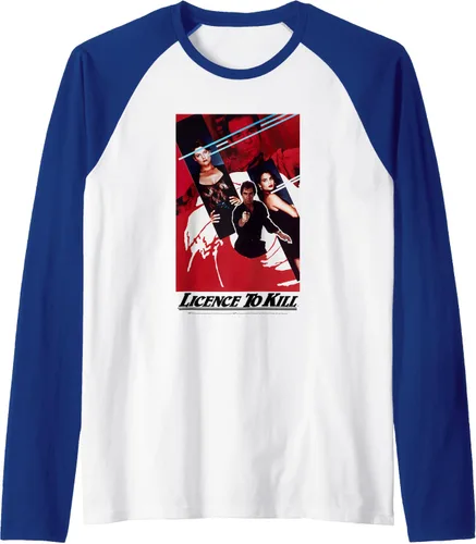 Vista 7 de Official James Bond 007 Licence To Kill - Camiseta de béisbol raglán, Negro - Negro/Blanco