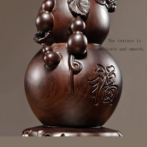 Vista 4 de Escultura china de la estatua del feng Shui Escultura de madera de la calabaza de la escultura Decoración del hogar Feng Shui Adornos Artesanías
